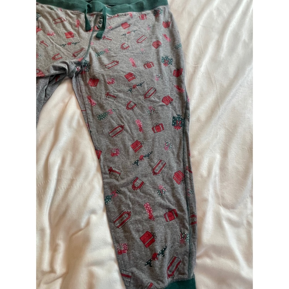 Torrid Sleep Women 3 Christmas Holiday Gift Print Pajama Jogger Pants Grey Green - Picture 7 of 10